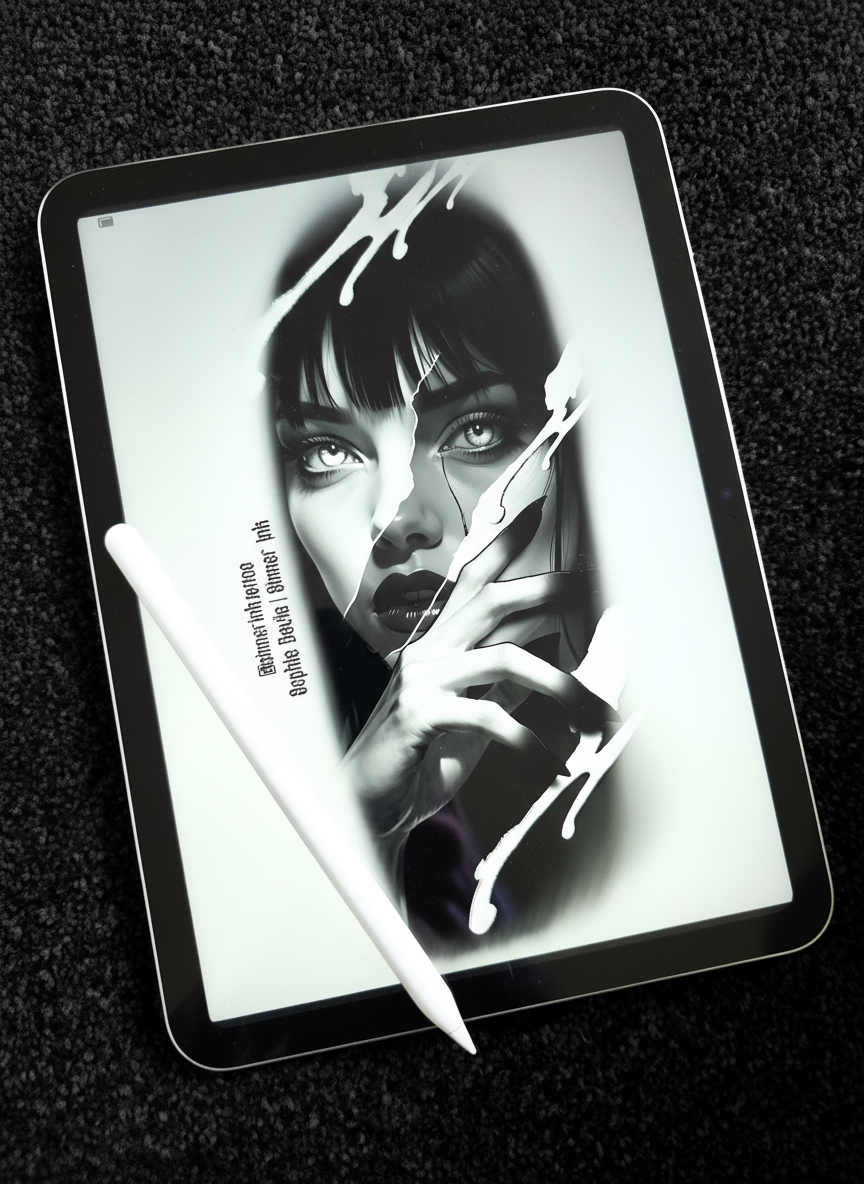 Fractured black-and-grey tattoo design