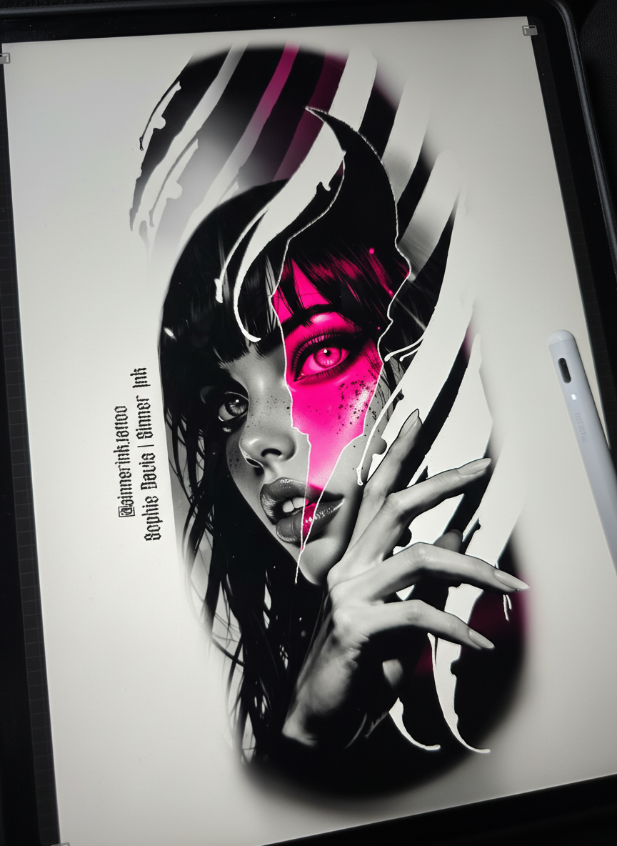 Demon tattoo design